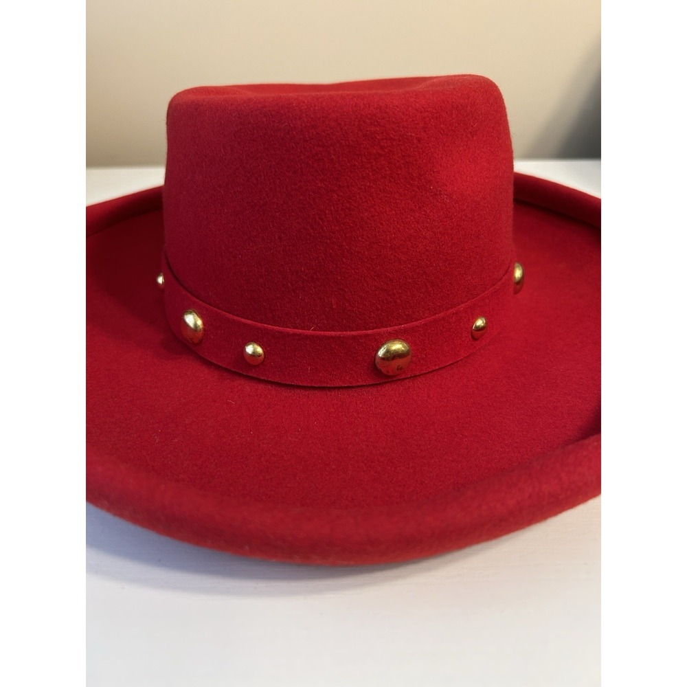 Vintage Bollman IMPORTINA Hat Womens Red 100% Wool Doeskin  Size 6 3/4 Made USA